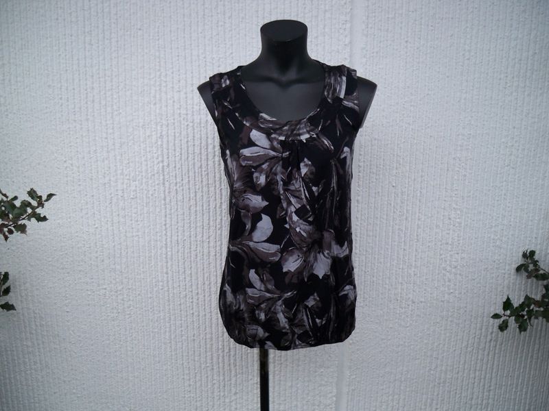 Svart Mönstrad Ärmlös Topp Joli Ze-Ze