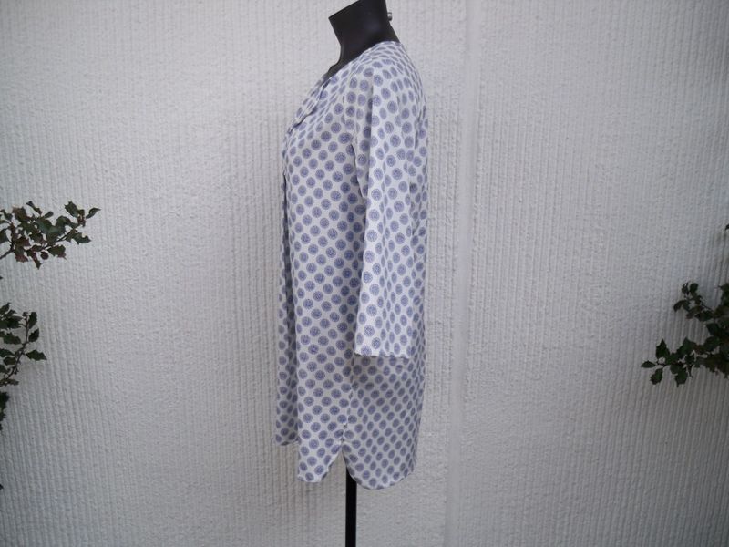 Vit Blå Mönstrad Tunika Hubel Ze-Ze