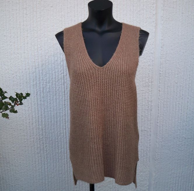 Huvudbild Lång Stickad Brun Slipover Väst