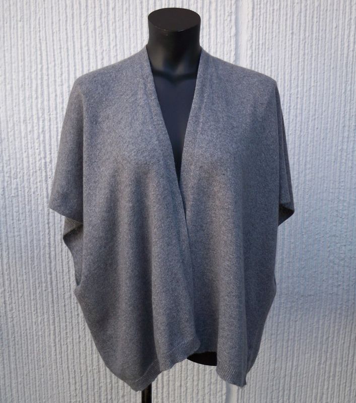 Stickad Grå Väst Kofta Kashmir Ullmix