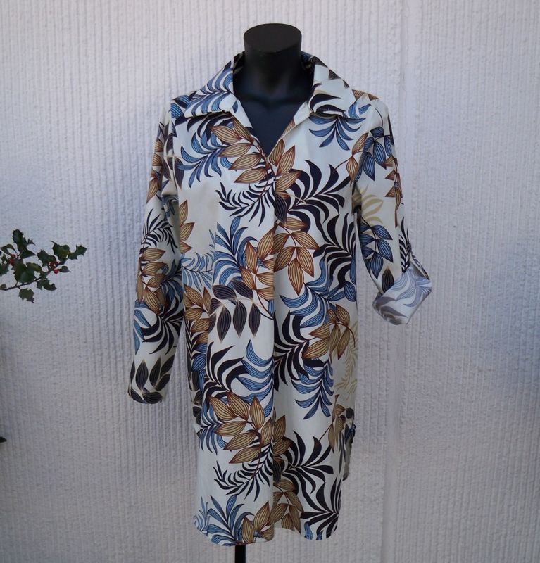 Mönstrad Tunika Beige Blå Brun