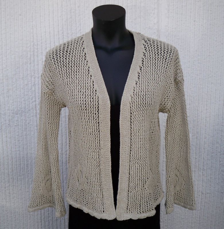 Beige Stickad Bomullskofta
