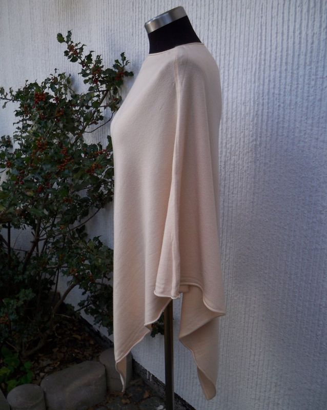 Beige Poncho Viskos/Ull