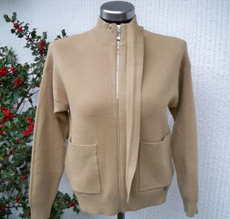 Kamelbeige Stickad Kofta  Jacka