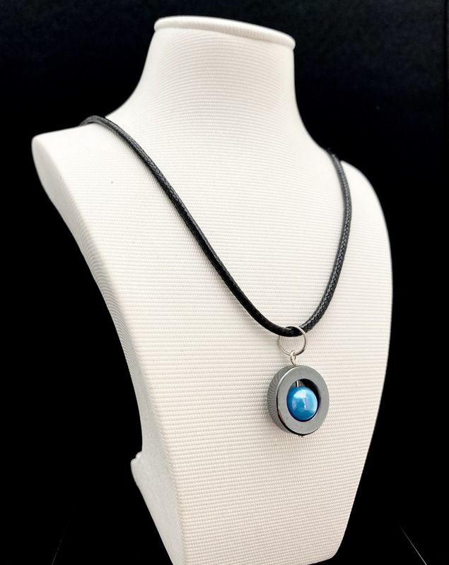 Halsband Hematit Med Turkos Pärla Selma  Magnani Smyckesdesign
