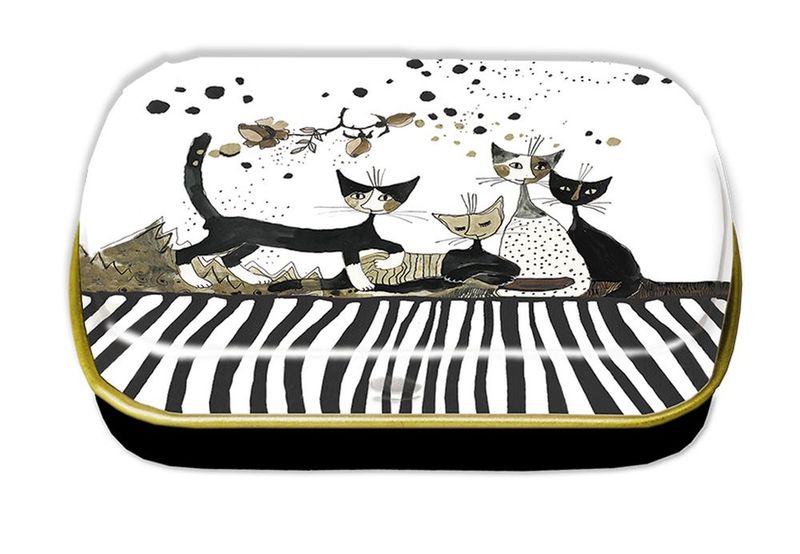 Art-box Liten metallask med katter Sepia