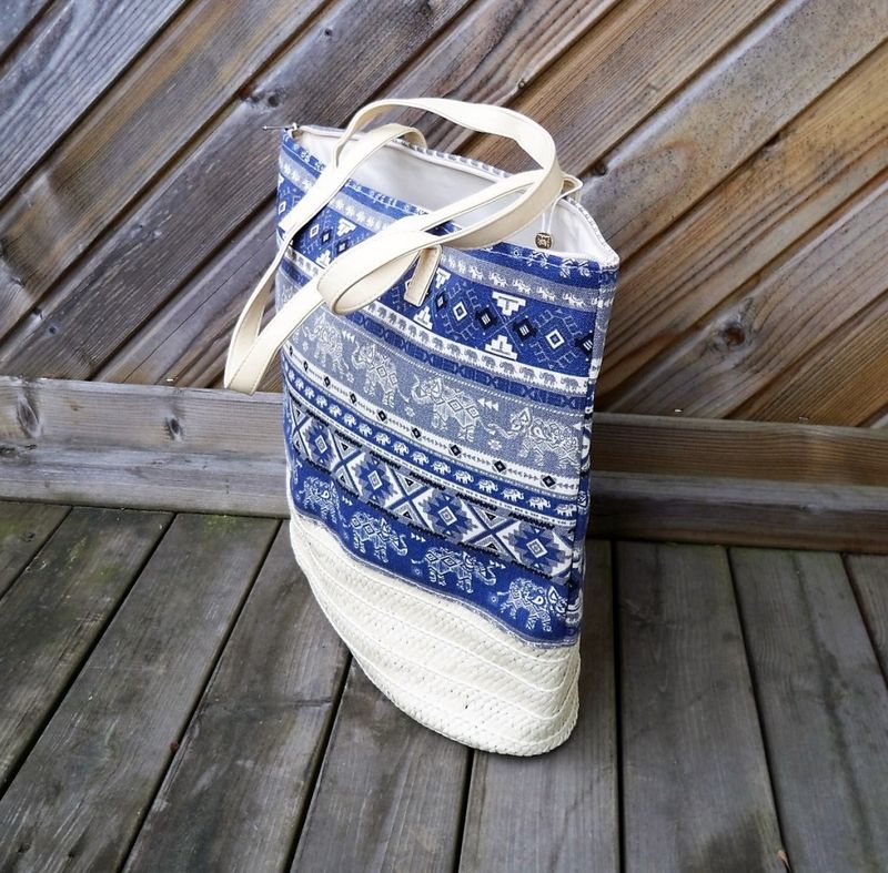 Mönstrad Blå Canvasväska - Puccini