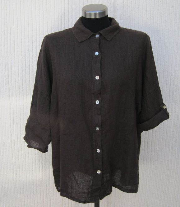 Huvudbild Lea Kaffebrun Linneskjorta