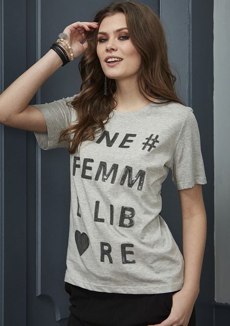 Huvudbild Grå T-shirt Med Paljett Text