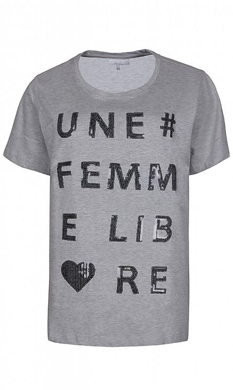 Grå T-shirt Med Paljett Text
