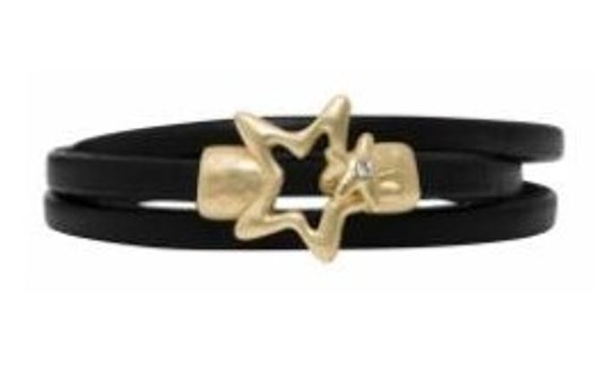 Huvudbild Svart Läderarmband Med Gulddetalj ISSEY Dansk ...