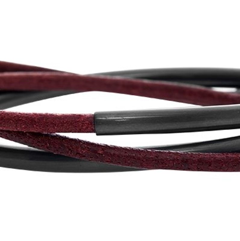 Läderarmband THORDIS SLIM Vinrött Hematit. Dansk Smykkekunst