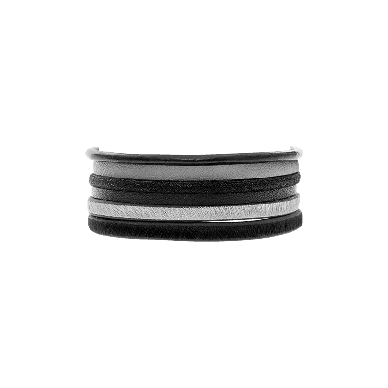 Läderarmband THORDIS Svart Grå. Dansk Smykkekunst