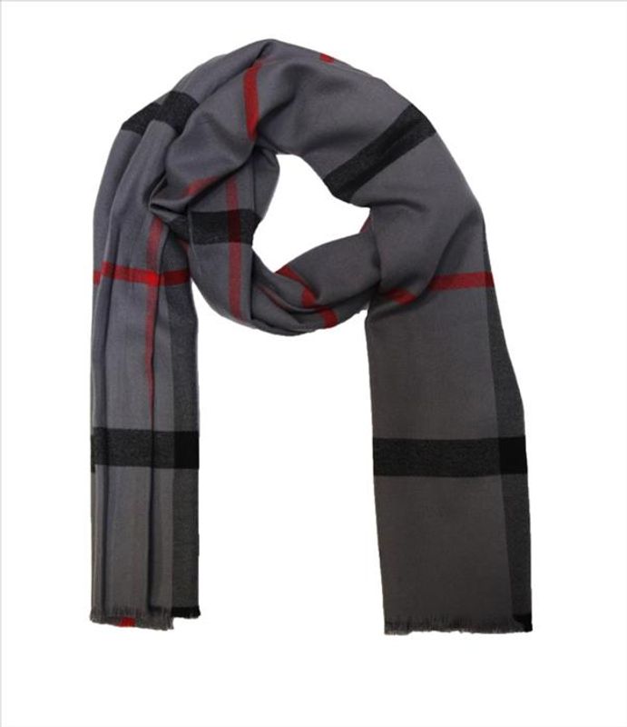 Rutig Grå Sjal Scarf