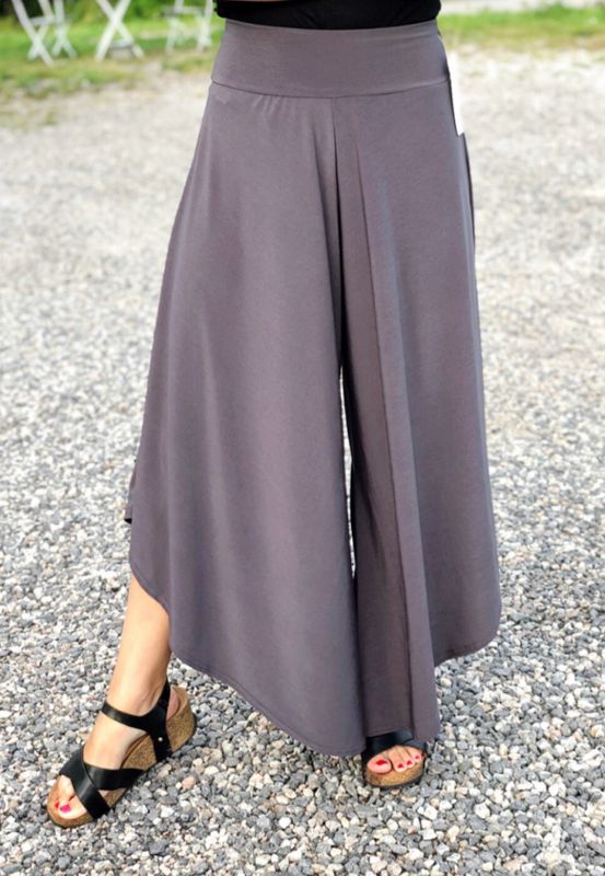 Grå Vadlång Byxkjol Plus size