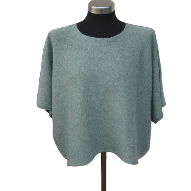 Huvudbild Vattengrön Kort Ponchotröja Med Halvlång Ärm