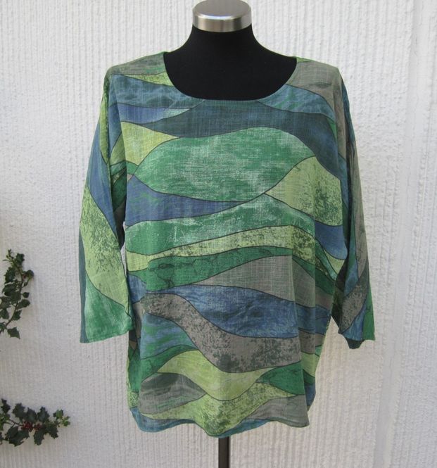 Huvudbild Grön Mönstrad Bomullsblus. Made in Italy