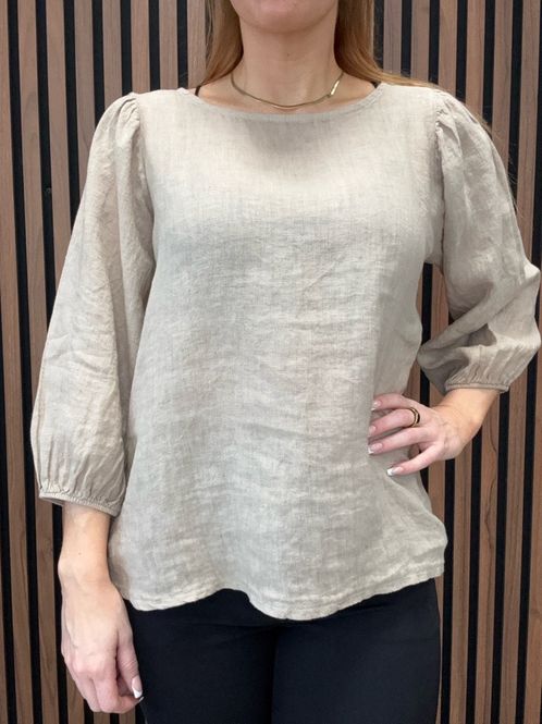 Huvudbild Gemini - Xana Beige Linneblus Halvlång Ärm