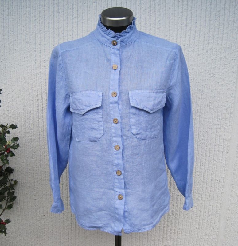 Blå Linneblus Lång Ärm Janne K