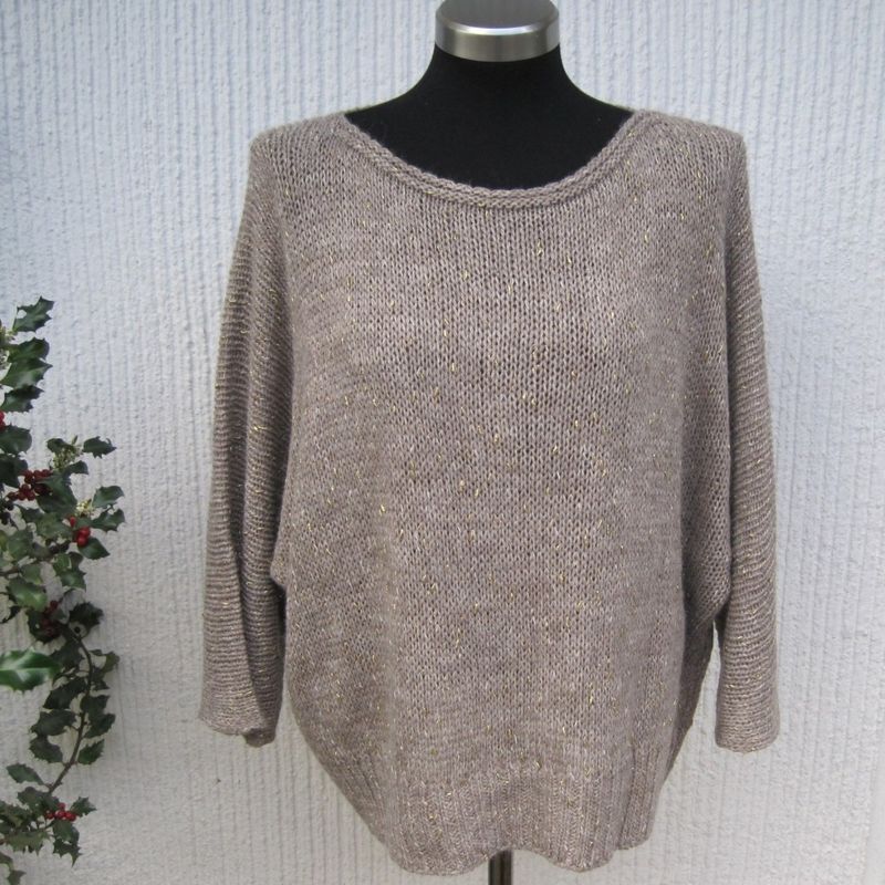 Gemini - Elisa Beige Stickad Tröja Med Lurex