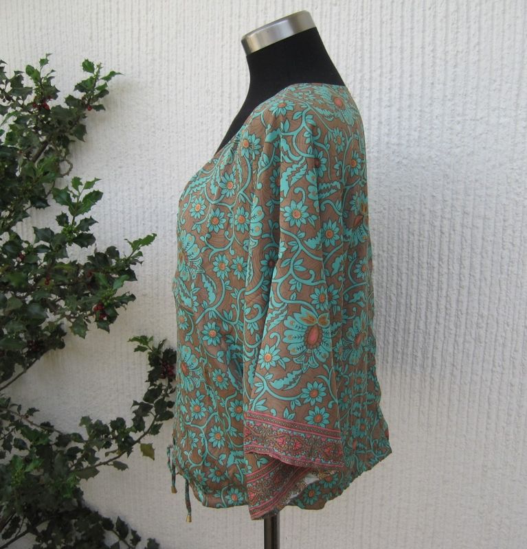 Mönstrad Tunn Kort Vändbar Jacka Med Kimonoärmar Paisley Blommig