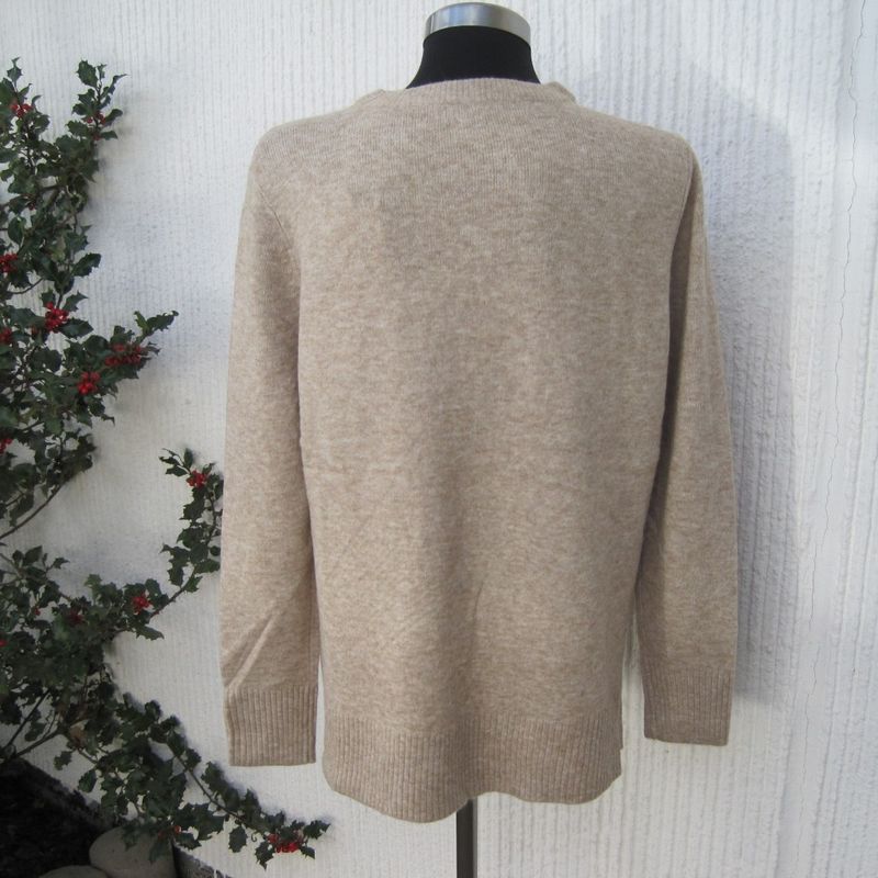 Beige Stickad Tröja Med Lång Ärm