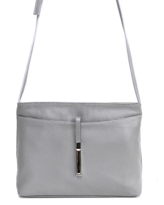 Huvudbild Ljusgrå skinnväska med axelrem