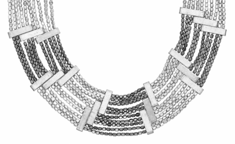 Halsband Hematit Silverpläterade Pärlor Magda Dansk Smykkekunst