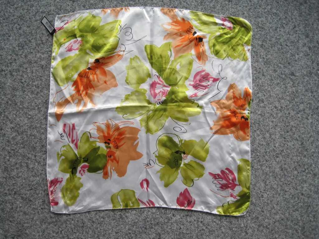 Lime Orange Vit Liten Blommig Scarf