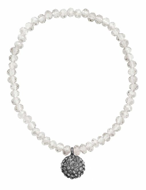 Huvudbild Elastiskt Armband Med Cremefärgade Glaspärlor ...