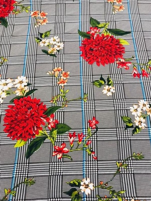 Scarf Rutig med blommor