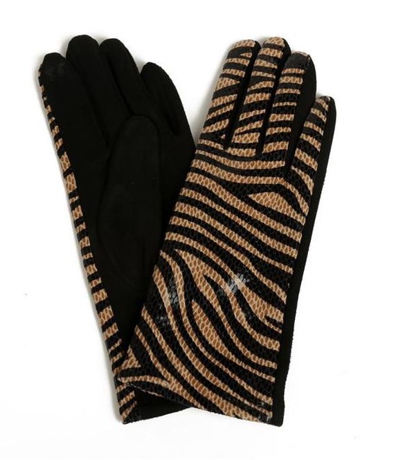 Huvudbild Beige Zebramönstrade Fingervantar Touch Screen ...