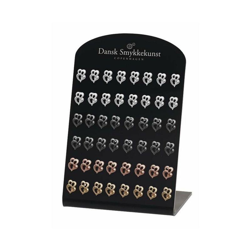 Örhängen Hjärtan. Silver/Hematit/Guld/Roséguld