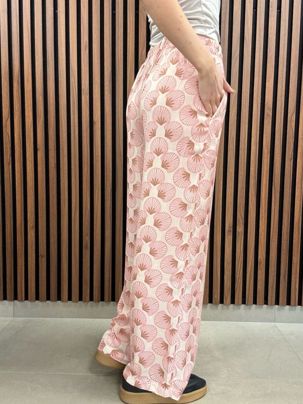 Gemini - Zilla Mönstrade Byxor Cremevit Rosa